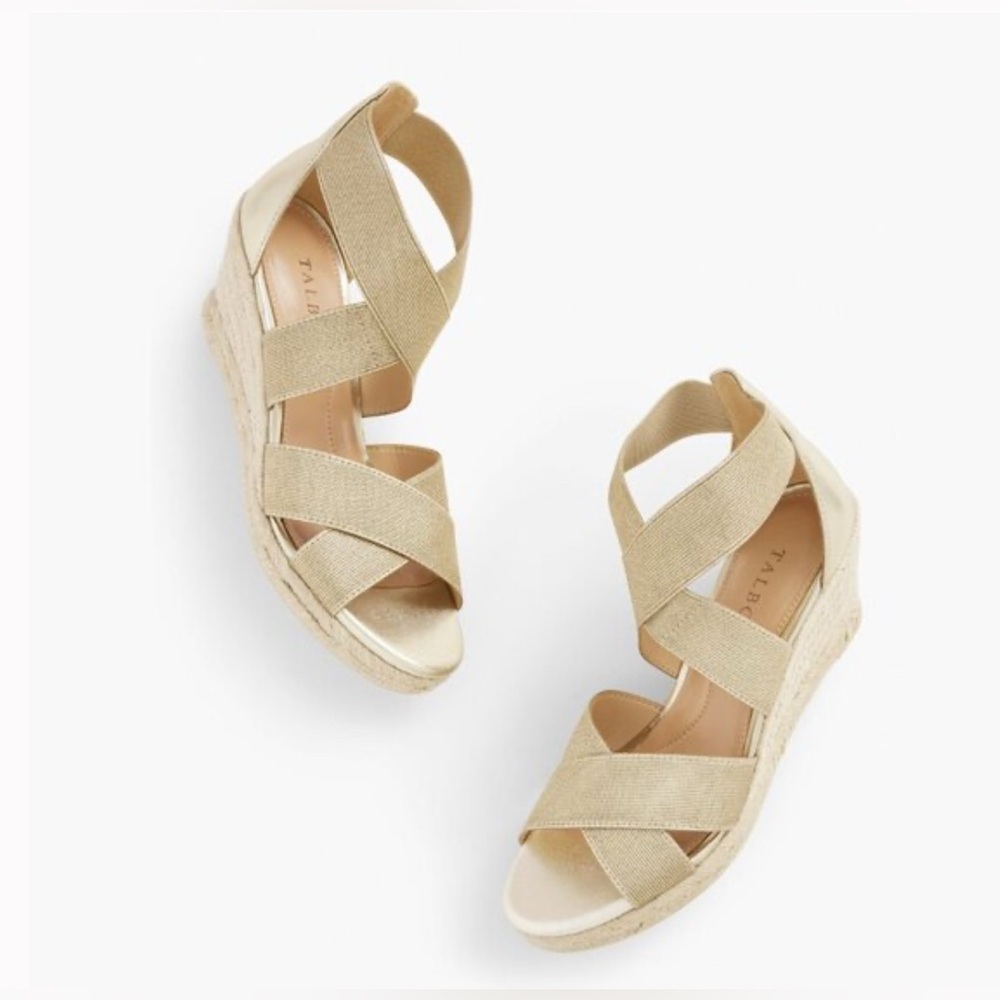 Talbots Tan Wedges with Contemporary Elastic Straps